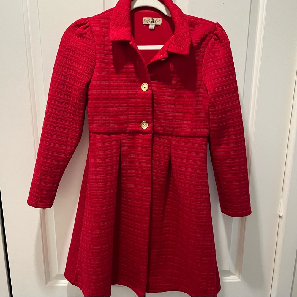 Purple Rose Red Coat with Gold Buttons